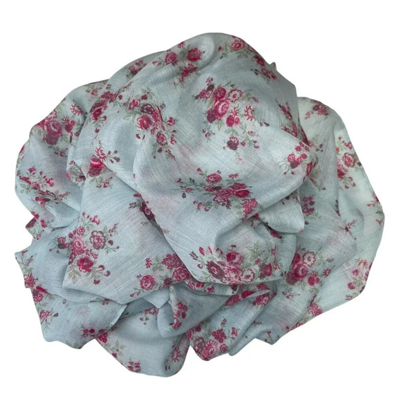 Uniqlo Green Gate Limited Edition Blue & Pink Floral Cottagecore Rectangle Scarf - Picture 8 of 11
